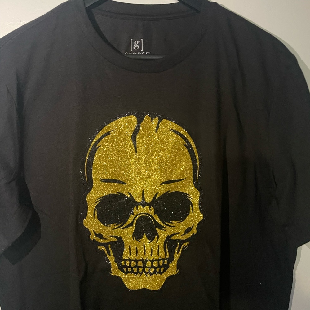 George Black and Gold Short Sleeve Tee with Skull Design